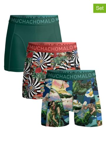 Muchachomalo 3-delige set: boxershorts groen/koraalrood