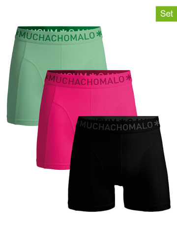 Muchachomalo 3er-Set: Boxershorts in Schwarz/ Pink/ Hellgrün