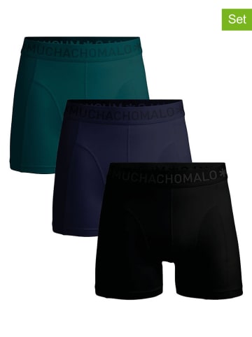 Muchachomalo 3er-Set: Boxershorts in Schwarz/ Dunkelblau/ Petrol