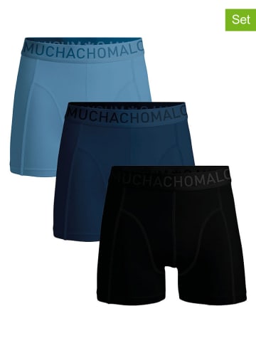 Muchachomalo 3er-Set: Boxershorts in Schwarz/ Dunkelblau/ Hellblau