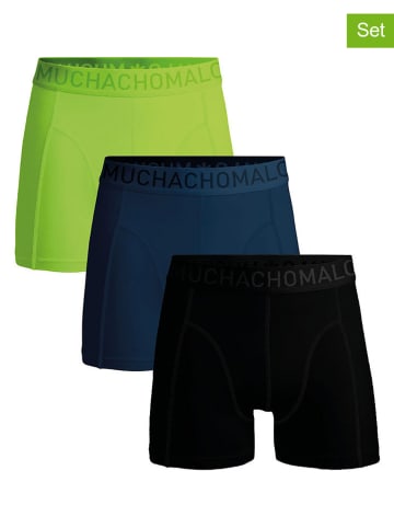 Muchachomalo 3er-Set: Boxershorts in Schwarz/ Dunkelblau/ Grün
