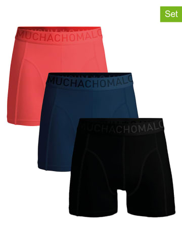 Muchachomalo 3er-Set: Boxershorts in Schwarz/ Dunkelblau/ Koralle