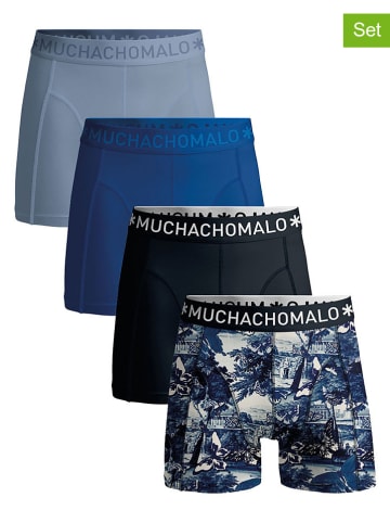 Muchachomalo 4er-Set: Boxershorts in Schwarz/ Hellblau/ Blau