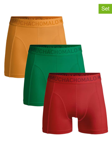 Muchachomalo 3er-Set: Boxershorts in Rot/ Grün/ Orange