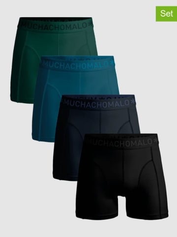 Muchachomalo 4er-Set: Boxershorts in Schwarz/ Dunkelblau/ Grün