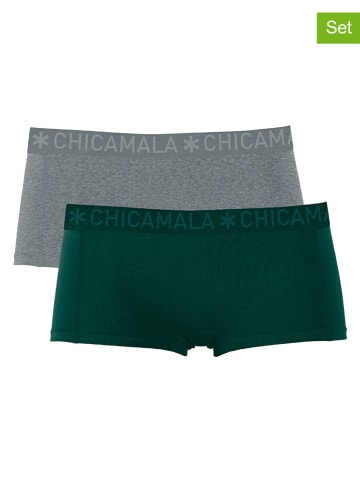 Muchachomalo 2er-Set: Pantys in Dunkelgrün/ Grau