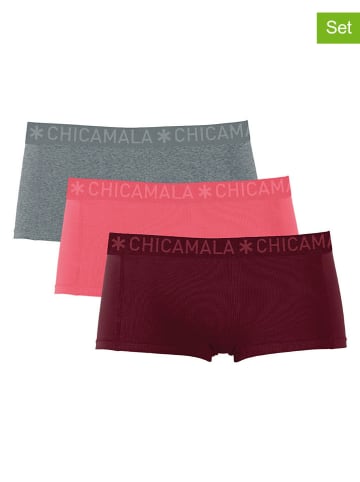 Muchachomalo 3er-Set: Pantys in Bordeaux/ Pink/ Grau