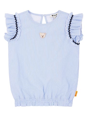 Steiff Bluse in Hellblau/ Weiß