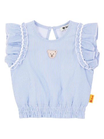 Steiff Bluse in Hellblau/ Weiß