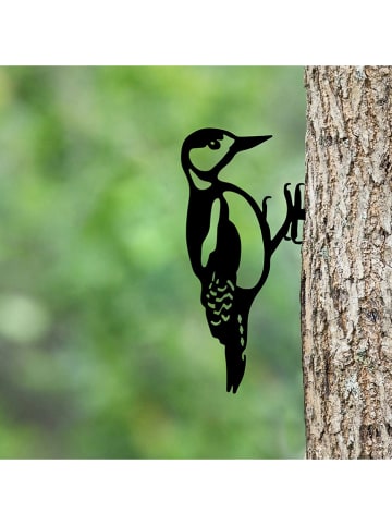 HanahHome Dekoracja ogrodowa "Bird in the branch" w kolorze czarnym - 18 x 30 cm