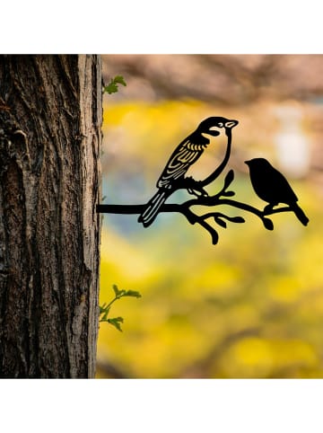 HanahHome Dekoracja ogrodowa "Bird in the branch" w kolorze czarnym - 40 x 20 cm