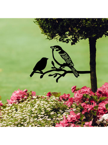 HanahHome Dekoracja ogrodowa "Bird in the branch" w kolorze czarnym - 40 x 20 cm