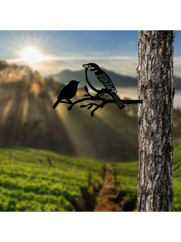 HanahHome Dekoracja ogrodowa "Bird in the branch" w kolorze czarnym - 40 x 20 cm