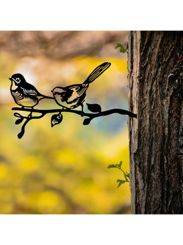 HanahHome Gartendekoration "Bird in the branch" in Schwarz - (B)50 x (H)26 cm