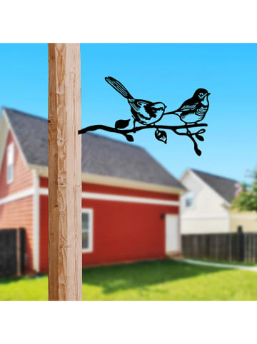 HanahHome Dekoracja ogrodowa "Bird in the branch" w kolorze czarnym - 50 x 26 cm