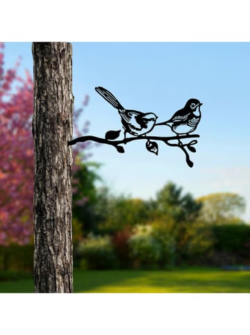 HanahHome Gartendekoration "Bird in the branch" in Schwarz - (B)50 x (H)26 cm