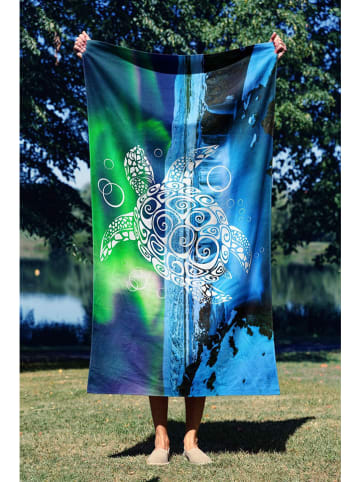 FLORIANE GARDEN Strandtuch "Blue Turtle" in Blau/ Grün