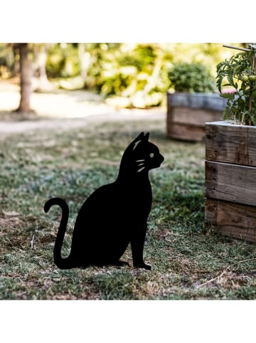 HanahHome Dekoracja ogrodowa "Cat 02" w kolorze czarnym - 20 x 38 cm