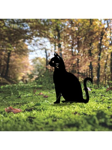 HanahHome Dekoracja ogrodowa "Cat 02" w kolorze czarnym - 20 x 38 cm