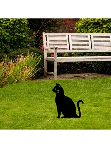 HanahHome Dekoracja ogrodowa "Cat 02" w kolorze czarnym - 20 x 38 cm