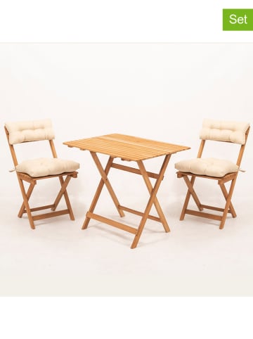 FLORIANE GARDEN 3-częściowy zestaw mebli ogrodowych w kolorze jasnobrązowym