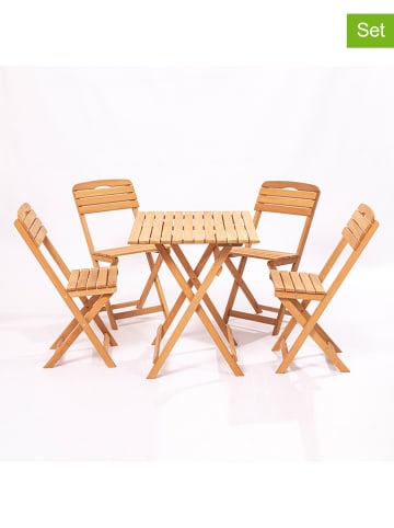 FLORIANE GARDEN 5tlg. Gartenmöbel-Set in Hellbraun