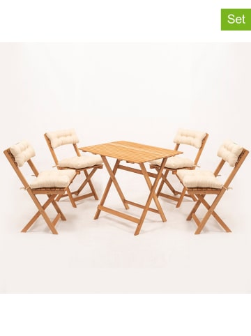 FLORIANE GARDEN 5-częściowy zestaw mebli ogrodowych w kolorze jasnobrązowym