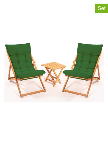 FLORIANE GARDEN 3tlg. Gartenmöbel-Set in Hellbraun/ Grün