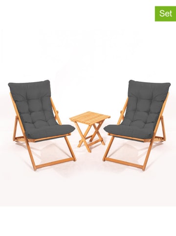 FLORIANE GARDEN 3-częściowy zestaw mebli ogrodowych w kolorze jasnobrązowo-szarym