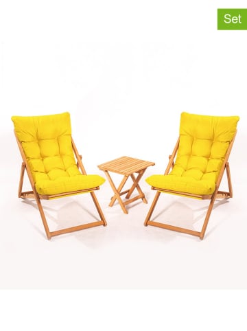 FLORIANE GARDEN 3-częściowy zestaw mebli ogrodowych w kolorze jasnobrązowo-żółtym
