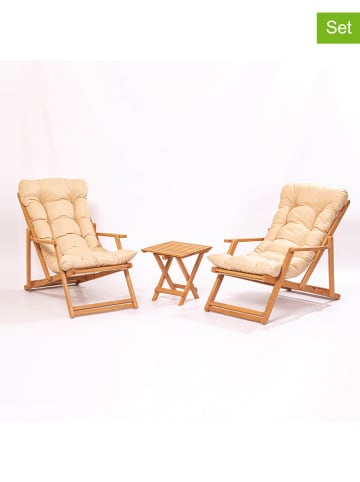 FLORIANE GARDEN 3-częściowy zestaw mebli ogrodowych w kolorze jasnobrązowym