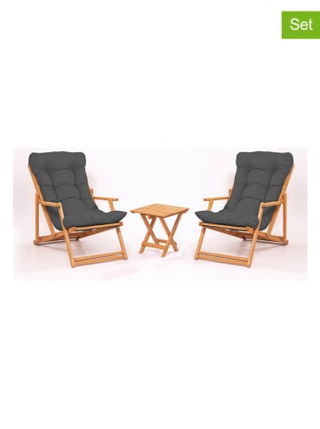 FLORIANE GARDEN 3tlg. Gartenmöbel-Set in Hellbraun/ Grau