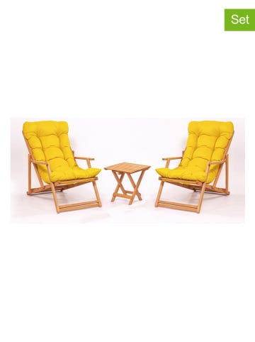 FLORIANE GARDEN 3-częściowy zestaw mebli ogrodowych w kolorze jasnobrązowo-żółtym