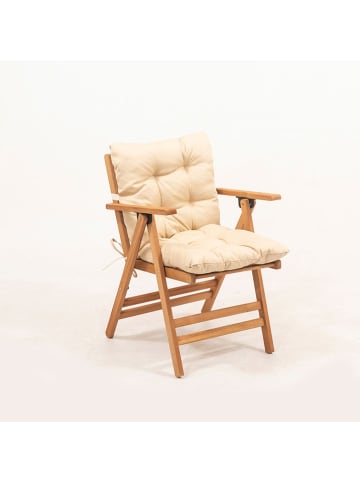 FLORIANE GARDEN Krzesło ogrodowe w kolorze kremowo-jasnobrązowym - 45 x 89 x 43 cm