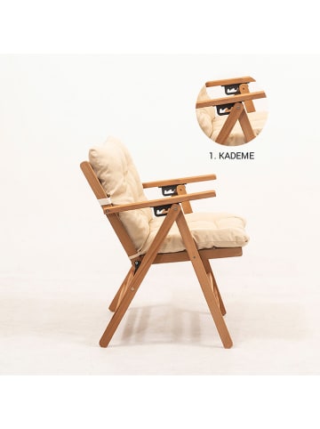 FLORIANE GARDEN Krzesło ogrodowe w kolorze kremowo-jasnobrązowym - 45 x 89 x 43 cm