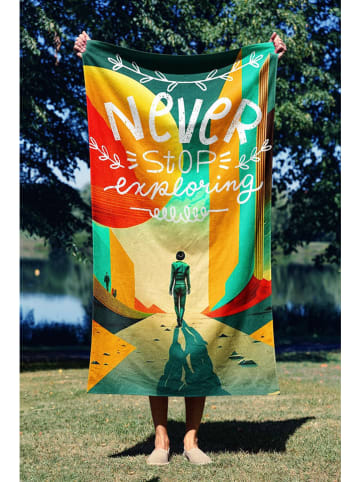 FLORIANE GARDEN Strandtuch "Never Stop" in Gelb/ Türkis