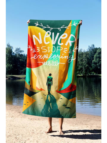 FLORIANE GARDEN Strandlaken "Never Stop" geel/turquoise