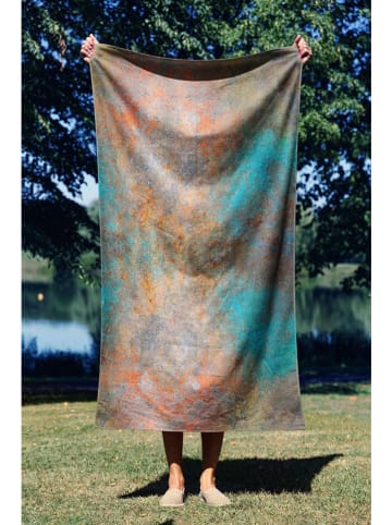 FLORIANE GARDEN Ręcznik plażowy "Pasa Da Rust" w kolorze turkusowo-szaro-pomarańczowym