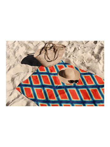FLORIANE GARDEN Ręcznik plażowy "Red Boxes" w kolorze niebiesko-czerwonym