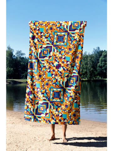 FLORIANE GARDEN Ręcznik plażowy w kolorze pomarańczowo-turkusowym