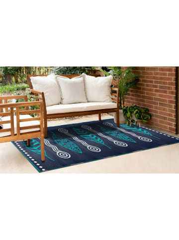 FLORIANE GARDEN Outdoortapijt donkerblauw/turquoise
