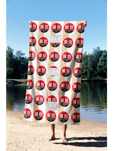 FLORIANE GARDEN Ręcznik plażowy "Tokyo Rising Sun" w kolorze czerwono-błękitnym