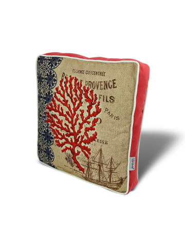 FLORIANE GARDEN Stuhlkissen in Beige/ Rot/ Schwarz