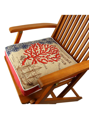 FLORIANE GARDEN Poduszka w kolorze beżowo-czarno-czerwonym na krzesło