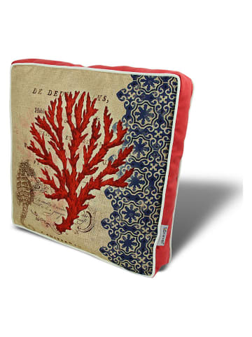 FLORIANE GARDEN Stoelkussen beige/rood/donkerblauw