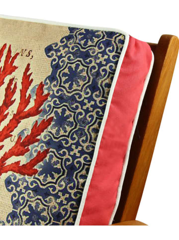 FLORIANE GARDEN Stuhlkissen in Beige/ Rot/ Dunkelblau