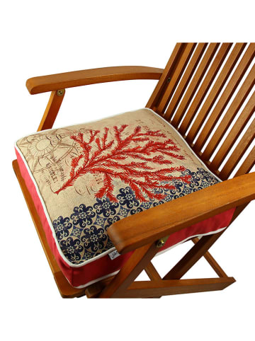 FLORIANE GARDEN Poduszka w kolorze beżowo-czarno-czerwonym na krzesło