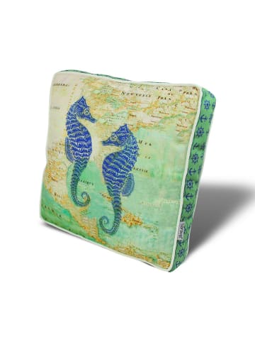 FLORIANE GARDEN Stoelkussen turquoise/blauw