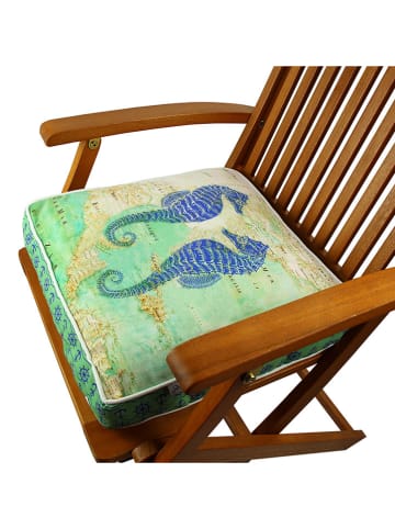 FLORIANE GARDEN Stoelkussen turquoise/blauw