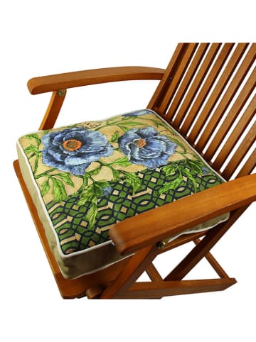 FLORIANE GARDEN Poduszka w kolorze beżowo-błękitno-zielonym na krzesło